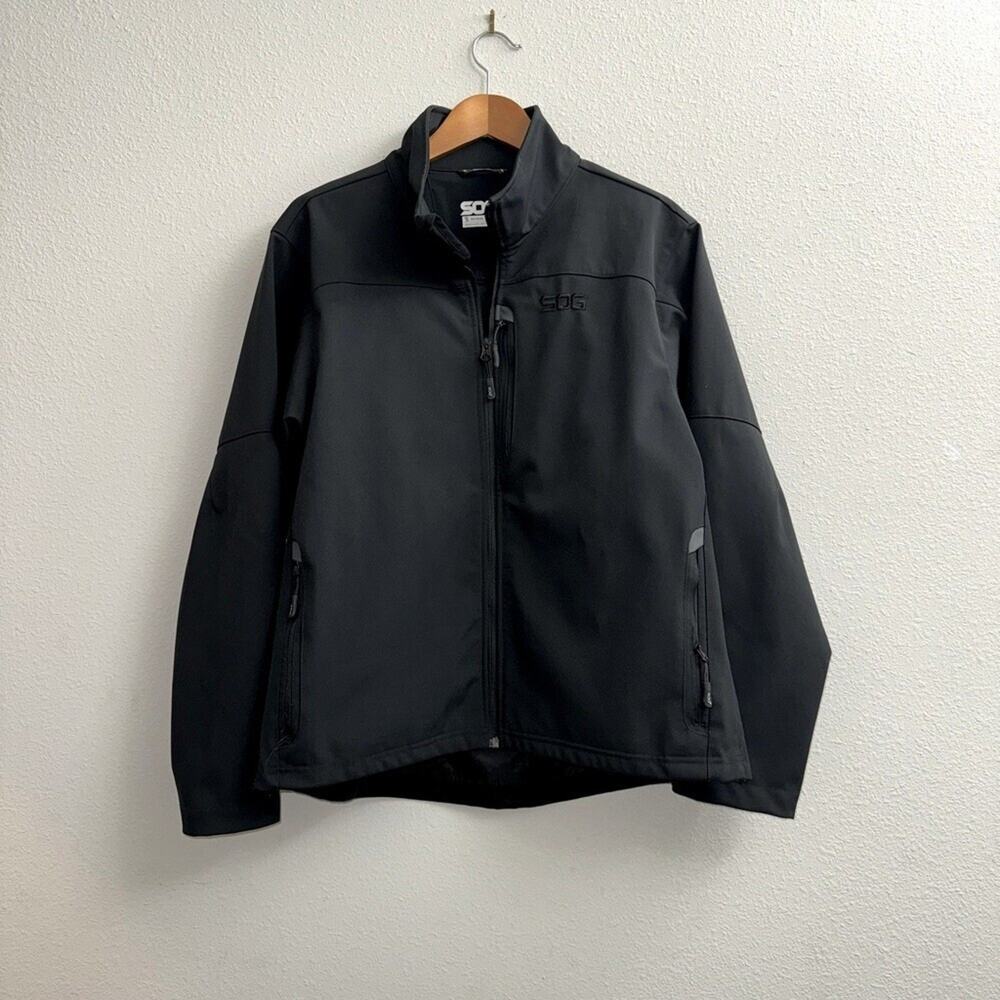 SOG Tactical Softshell Jacket 2XL • Black Utility Coat • EUC • Discontinued EDC